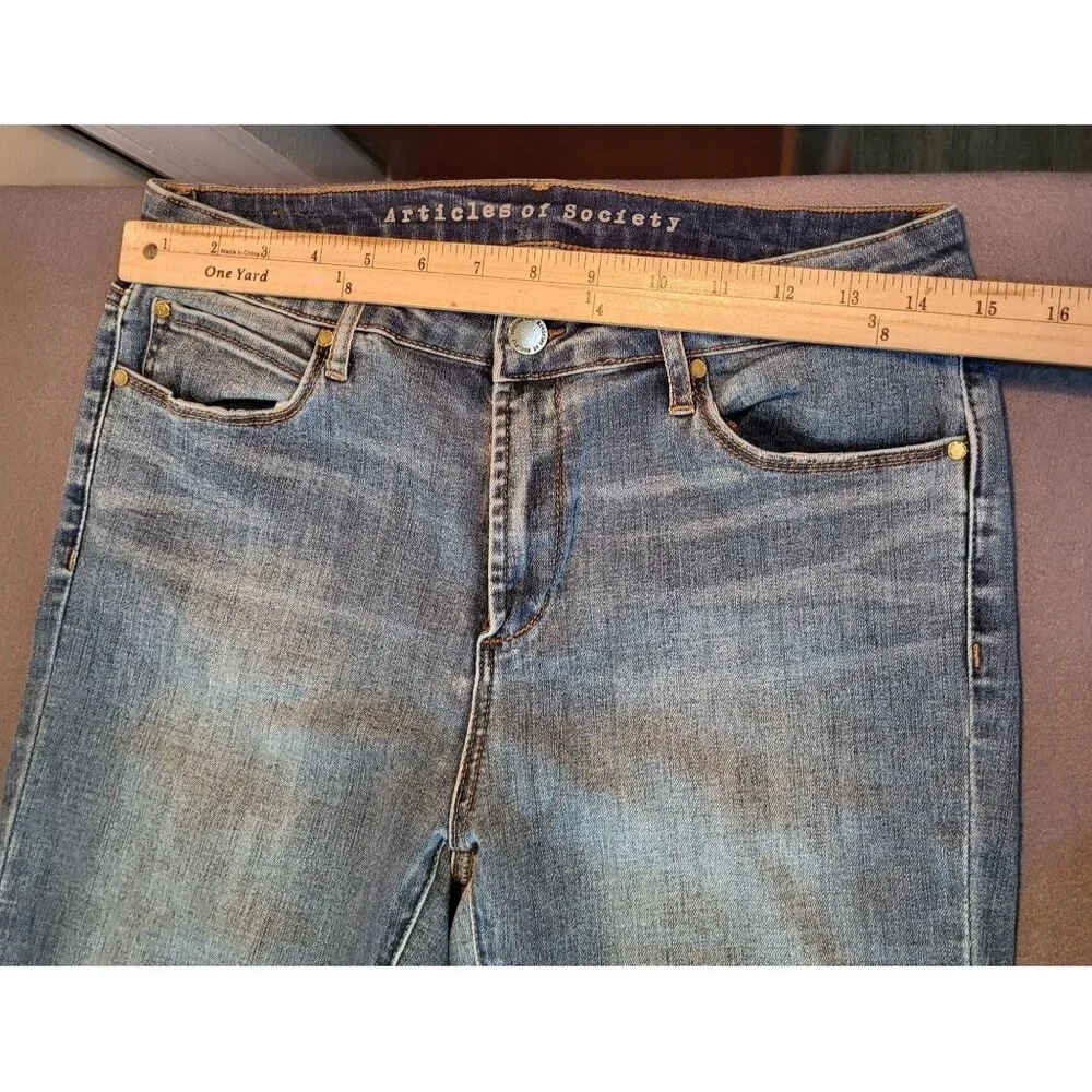 ARTICLES OF SOCIETY Womens SZ 30 Suzy Skinny Fit Jeans Distressed Hem Elden Wash - Picture 5 of 10